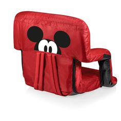 a red chair with mickey mouse face on it