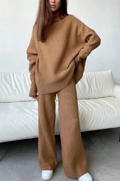 Cheap Fall Loungewear Sweats, Cheap Sweats For Fall Loungewear, Cozy Clothes Nordstrom, Vintage Loungewear Winter, Turtle Neck Outfit, Winter Homewear, Celana Fashion, Pant Suits For Women, Knit Two Piece Set