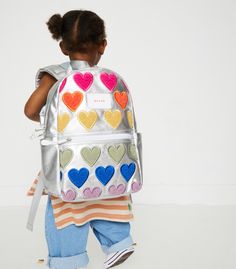 STATE Bags | Kane Kids Travel Backpack Metallic Fuzzy Hearts Heart Backpack, Quilted Backpack, Kids Travel, Travel School, Heart For Kids, 3rd Grade, Travel With Kids, Travel Backpack, Kids Bags