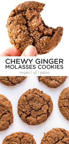 chewy ginger molasse cookies with text overlay