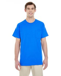 Adult Heavy Cotton™ 5.3 oz. Pocket T-Shirt - ROYAL - S | Gildan Heavy Cotton Pocket T-Shirt in Royal Blue Size Small | Cotton/Polyester Blend 5300, 0 Green Neon, Radiant Orchid, Zip Up Hoodies, Pocket Tshirt, Pullover Jacket, Poplin Shirt, Henley Shirts, Pocket Tee, Neon Green