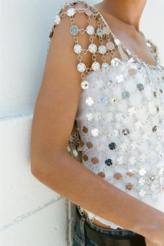 JEWEL CROP TOP Bejeweled Corset, Sparkle Crop Top, Rhinestone Top, Night Cap, Beauty Sale, House Of Harlow, Corset Top, Cocktail Party, Round Neckline