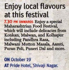 an advertisement for food festival in india with the words enjoy local flavors at this festival