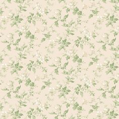 a floral wallpaper with green leaves and white flowers on a light pink background,