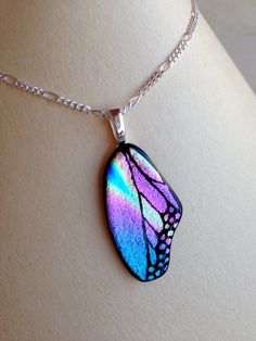 Etched Dichroic Butterfly Pendant Pale Purple pink by jamiewhite88 Dichroic Glass Jewelry, Pale Purple, Shades Of Teal, Glass Ideas