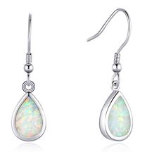 The Fancime Teardrop Opal Earrings Are Well Craft In 92.5% Sterling Silver And Created Opal. We Offer Lead Free, Nickel Free And Hypoallergenic Jewelry That Are Safe To Wear. The Sterling Silver Hook Earrings Come With A Beautiful Gift Box. Well Craft, Claires Earrings, Runway Earrings, Diamond Earrings Studs Round, Pagan Jewelry, Butterfly Earrings Stud, Teardrop Dangle Earrings, Birthstone Earrings, Hypoallergenic Jewelry