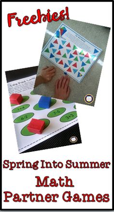 a poster with the words, freebied spring into summer math partner games on it