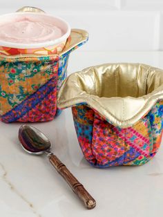 Ice Cream Cozy - Pink Folk Flower Patchwork-view 1 Ice Cream Story, Cat Corner, Flower Patchwork, Ice Cream Cozy, Ice Cream Gift, Pint Of Ice Cream, Ice Cream Tubs, Self Study, Bowl Holder