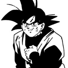 a black and white drawing of gohan from dragon ball