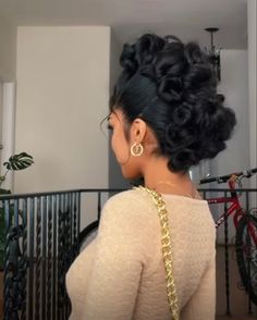 Pin Up Girl Hairstyles For Black Women, Rollercoaster Hairstyles, Classy Black Hairstyles, Natural Braided Ponytail, Creative Hairstyles For Black Women, Hairstyles For Long Black Hair, Elegant Black Hairstyles, French Roll Hairstyle For Black Women, High Fashion Hair