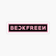 a pink and black sticker with the words berkfren on it, against a white background