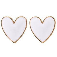 Stunning White Heart Gold Lined Heart Shape Stud Earrings Bright White Heart Gold Stud And Lining 2.6 Cm X 3 Cm Truly A Jewelry Piece You Can Wear Over & Over With Many Outfits B7 This Boutique Item Comes From A 5 Seller With Same/Next Day Shipping Bundle 2 Boutique Jewelry Pieces For $20 & $4.99 Shipping Bundle 3 Boutique Jewelry Pieces For $30 & Free Shipping Front Back Earrings, Bony Levy, Cherry Earrings, Ear Jacket Earring, Heart Hoop Earrings, Mini Hoop Earrings, Link Earrings, Stud Jewelry, Beaded Drop Earrings