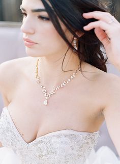 Crafted with flawless simulated diamonds, our "Adelie" necklace will add a chic touch to your bridal look | wedding inspo, 2024 wedding, 2024 bride, wedding hair, bridal hair styles, bridal hair accessories, bridal headpieces, headpieces for brides, bridal tiara, bridal crown, tiaras and crowns, headpieces for brides, luxury jewelry, wedding necklace, bridal necklace, diamond necklace, diamond tiara,gift ideas for her, holiday gift guide, christmas gift ideas, #bridetobe #wedding #weddinghair Elegant Rose Gold Diamond Bridal Necklace, Elegant Teardrop Bridal Necklace With Matching Earrings, Elegant Gold Jewelry For Brides, Teardrop Bridal Necklace For Wedding In Fine Jewelry Style, Teardrop Bridal Necklace Fine Jewelry, Elegant Rose Gold Necklace With Matching Earrings, Teardrop Bridal Necklace Fine Jewelry For Wedding, Elegant Bridal Necklace With Matching Earrings, Refined Rose Gold Necklace For Wedding