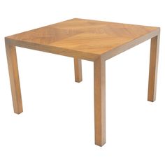 a square wooden table with two legs