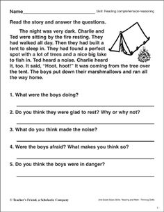 the worksheet for reading and writing about camping is shown in black and white