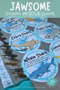 jawsomee shark rescue game for kids to play on the table with their name tags