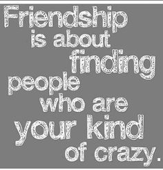 there is a quote that says, friends are not crazy about finding people who are kind of crazy