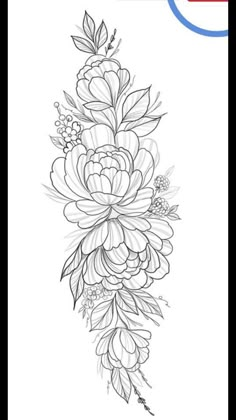 a flower tattoo design on the back of a woman's arm, with leaves and flowers