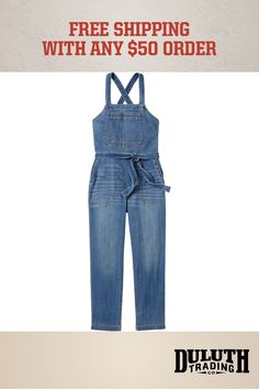 For smock-inspired style that'll never lose its shape, reach for an adjustable overall jumpsuit that looks great solo or layered over your fave tank or tee. Overall Jumpsuit, Duluth Trading Company, Duluth Trading, Out Of Shape, Overalls Women, Premium Denim, New Woman, Jumpsuits For Women, Smocking