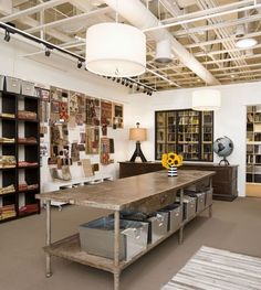 a large room filled with lots of shelves and tables