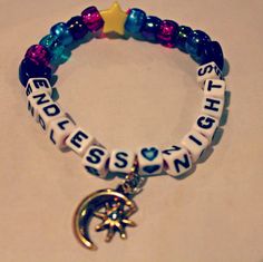 Endless Nights Kandi Bracelet with Moon and Star by KandiKweens Edm Music Festivals