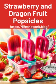 Strawberry and Dragon Fruit Popsicles: A Colorful Summertime Delight for Kids Dragon Fruit Recipes, Diet For Children, Dragon Fruit Pitaya, Summertime Snacks, Fruit Popsicles, Canned Fruit, Popsicle Molds, Frozen Treat, Frozen Fruit