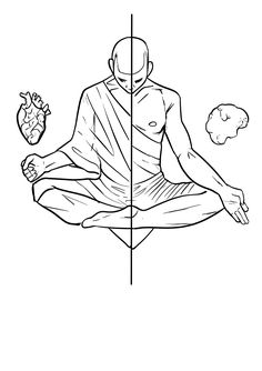 a drawing of a man sitting in the lotus position