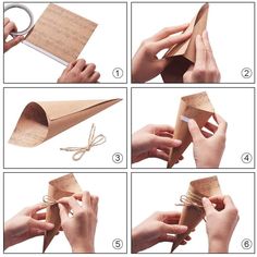 instructions to make an origami envelope with paper and twine tied around it