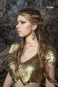 The Golden Queen-Deluxe Scale Maille scalemail halter bra bikini top armor LARP Burning Man Renaissance elf Armor Dresses Female, Battle Skirt Armor Viking, Breastplate Jewelry, Vikings Shield, Scale Maille, Golden Queen, Valhalla Viking, Halter Bra Top, Hallowen Costume