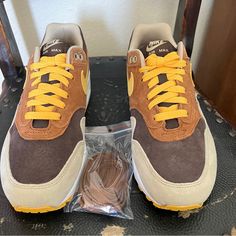 Men’s Size 7 - Never Worn - Comes With Box Nike Brown Suede Sneakers, Brown Sneakers With Air Cushioning For Streetwear, Brown Low-top Sneakers With Air Cushioning, Brown Lace-up Sneakers With Air Cushioning, Brown Air-cushioned Sneakers With Round Toe, Brown Casual Sneakers With Air Cushioning, Casual Brown Sneakers With Air Cushioning, Brown Custom Sneakers With Air Max Cushioning For Sports, Brown Sports Sneakers With Air Cushioning