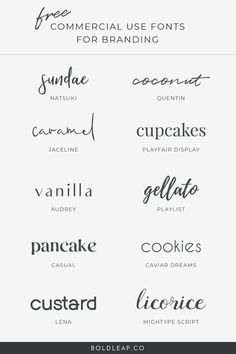 10 Free Commercial Use Fonts For Branding | Bold Leap Fonts For Branding, Best Free Script Fonts, Font Tato, Typographie Logo, Alfabet Font, Inspiration Typographie, Free Handwritten Fonts, Free Commercial Fonts, Business Fonts