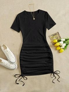 Black Short Dresses Tight, Dresses For School Casual, Black Body Con Dress Outfit, Black Bodycon Dress Outfit Casual, Short Dresses Casual Party, Black Tank Dress Outfit, Short Tight Dresses, Bodycon Dress Short Sleeve