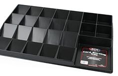 a black organizer with compartments for cards and other items