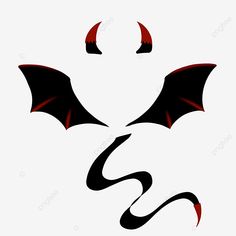 a black and red dragon with horns on it's wings, logo, illustration png