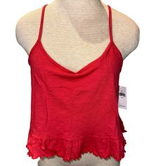 American Eagle Cropped Ruffle Tank Red Spaghetti Tank Nwt Size Medium See All Pics For Any Wear These Are In New Condition. From Smoke Free Environment Item Shown Is The Exact Item You Will Receive Be Sure To Follow Us, We Post Several Shoes/Items Often, And Offer Discounts When You Bundle. Ships From Lebanon, Tennessee Boho, Work, School, Party , Going Out Flirty Red Tank Top For Spring, Red Tank Top For Spring Vacation, Red Cami Tank Top For Beach, Red Camisole Tank Top For Summer, Red Tank Top For Spring, Red Tank Top For Spring And Summer, Casual Fitted Camisole With Ruffles, Trendy Red Camisole Top, Trendy Red Top With Ruffles