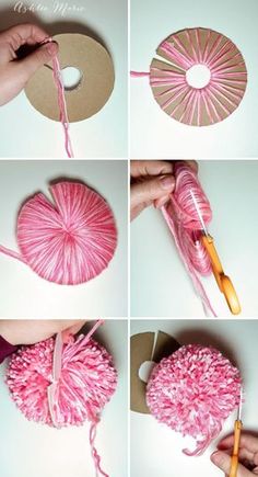 how to make a pom - pom ball ornament for a baby's crochet project