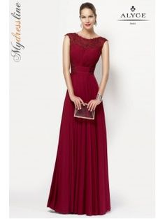 Alyce Paris Prom Dresses, Bride And Groom Outfits, Dark Red Dresses, Mesh Gown, Alyce Paris, Mother Wedding Dress, Paris Dresses, Perfect Prom Dress, Capped Sleeves