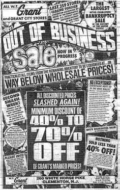 an advertisement for a business sale with prices on the front and back side, in black and white