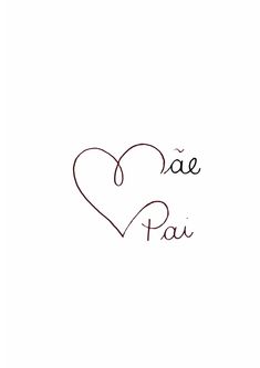 the word mae pai written in french with a heart on it's side