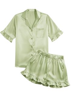 PRICES MAY VARY. Comfy satin silky short sleeve pajamas set for women, collar v neck short PJs sets for girls and women Classic collar down v neck with button down closure, ruffle short sleeve and shorts sleepwear set for women Made from soft and smooh fabric, regular fit, suitable for spring, summer and fall Satin PJs sleepwear set suitable for homewear, sleepwear, loungewear, pajamas party Please check the size chart of Umenlele in Product Description carefully before purchasing. Hand wash/ Ma Roller Rabbit Pajamas Shorts, Cheap White Pajama Shorts For Sleep, Bridesmaid Pjs Pajama Set Pants, Fancy Pajamas Summer, V Neck Pajama Set, Roller Rabbit Short Sleeve Pajamas, Bridal Party Pajama Sets Plum Pretty Sugar, Silk Bridesmaids Pajamas, Bridesmaid Plaid Pajamas