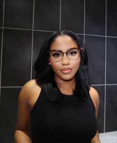 Relaxed Hair Black Women, Styles For Relaxed Hair, Zeelool Glasses, Relaxed Hairstyles, Girl Glasses, Hair Black Women, Curly Styles, Glasses Makeup