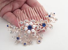 Add the finishing touch to your special day with this hair comb. The comb is embellished with white pearls and blue crystals. The comb measures approximately 3.5 inches across. All items are carefully packaged. I'm happy to answer any questions that you may have about this hair comb. Thank you for looking Elisabeth Rose Blue Colour Hair, Princesses Dresses, Periwinkle Hair, Blue Wedding Hair, Light Blue Hair, Colour Hair, Something Blue Wedding, Crystal Hair Comb, Wedding Hair Comb