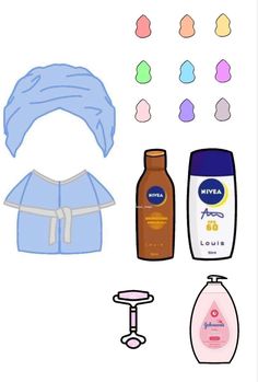 the paper doll is wearing a blue shirt and has several different items to make it look like