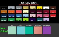 the color chart for solid vinyl colors