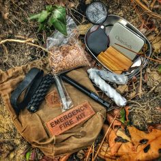 Emergency Fire Kit This TACAMO 15-Piece Emergency Fire Kit comes with all the tools and tinder you need to start or keep a fire going in an emergency. Our kit also comes in a Premium Waxed Canvas Bag for storage, that can also be used as a foraging bag! Available only from TITAN Survival! ALWAYS READY - Have you ever been caught in a bad way, with no way to make fire or create heat? Well we've got you covered with this new TACAMO Emergency Fire Kit! Or rather, you’ve got your loved ones covered! Foraging Bag, Bulletproof Clothing, Bug Out Gear, Prepper Pantry, Paracord Accessories, Emergency Blankets, Mess Kit, Edc Gadgets, Backpack Camping