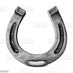 a black and white drawing of a horseshoe on a white background royalty illustration stock photo