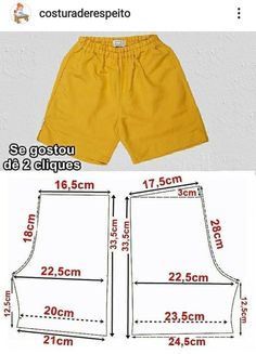 the size and measurements of shorts for children