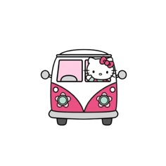 an image of hello kitty driving a bus