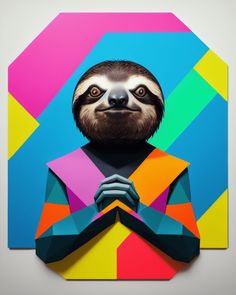 a painting of a sloth with his arms crossed