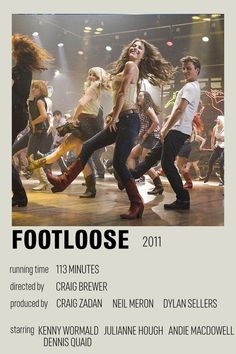 the poster for footloose shows dancers on stage